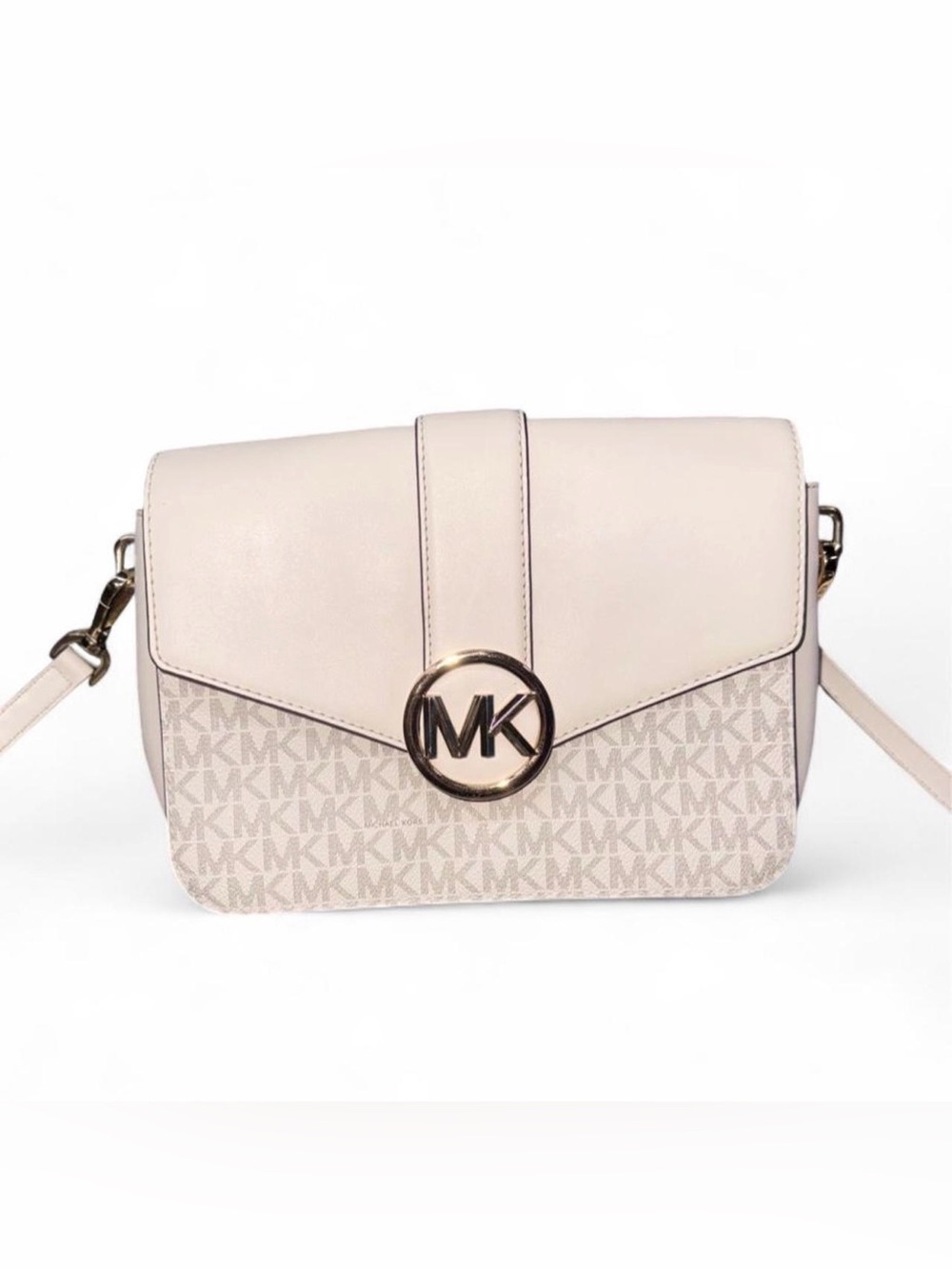 Michael Kors Soft Cream MK Logo Crossbody Bag